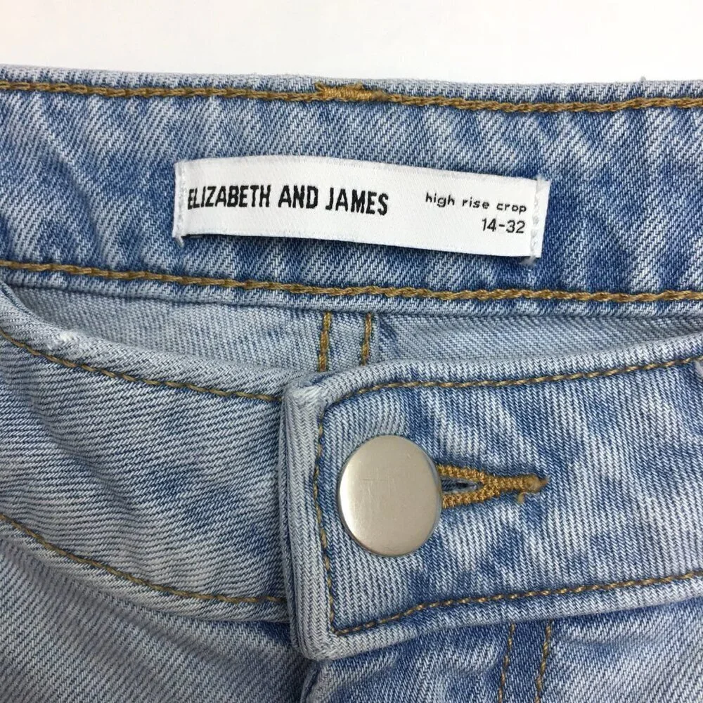 Elizabeth and James Jeans High Rise Crop Frayed Hems Stretch size 14 length 26